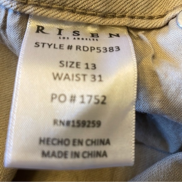 Risen Jeans Rugged Bottom Wide Leg Khaki Jeans. Size 13 / 31 NWT - Picture 9 of 10